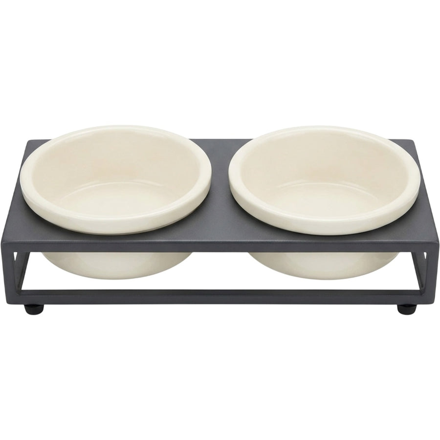 Vuros Ceramic Double Pet Bowl Stand 2 x 850 mL Ivory
